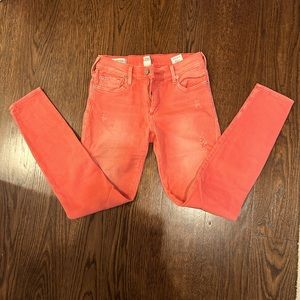 True Religion coral colored ankle Halle skinny jeans size 25